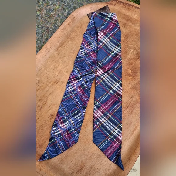 Vintage Y2K Coach Skinny Silk Tartan Plaid Twilly Scarf With Original Dust Bag - Picture 3 of 11
